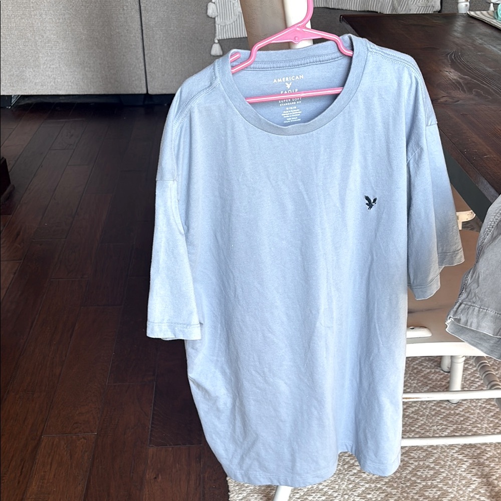 American Eagle super soft standard fit medium tshirt blue grey in color